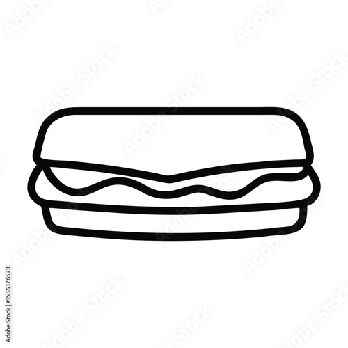 Black and White Sandwich Vector Line Art Illustration