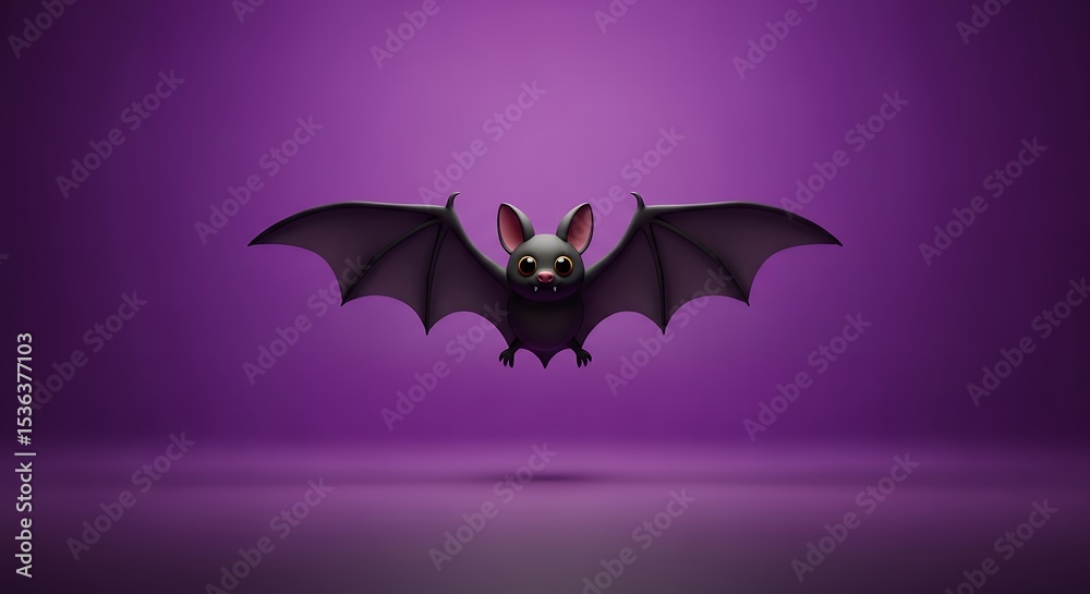 Fototapeta premium Cartoon Bat Illustration with Soft Studio Lighting