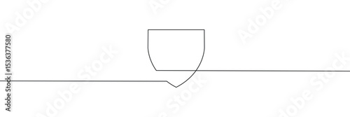 Shield continuous line art. guard drawing sign. protect linear symbol. vector isolated on white background . Vector Illustration . EPS 10 . 