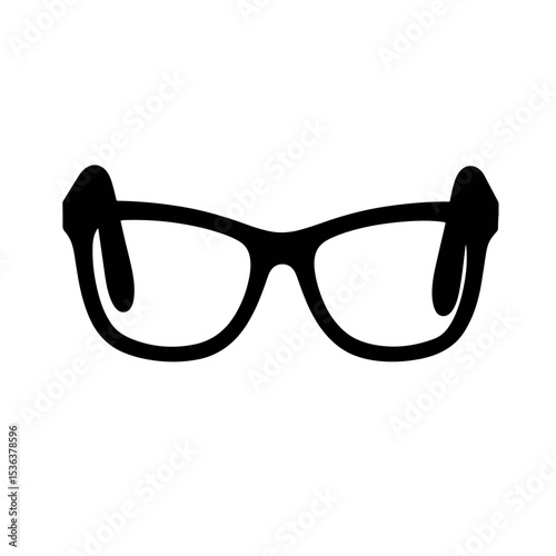 Stylish eyeglass frame silhouette on white background, minimalist design