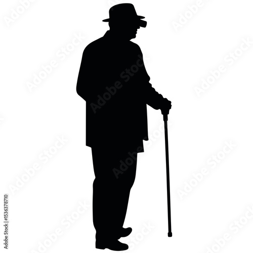 Silhouette of a visually impaired person standing with a cane, symbolism of awareness