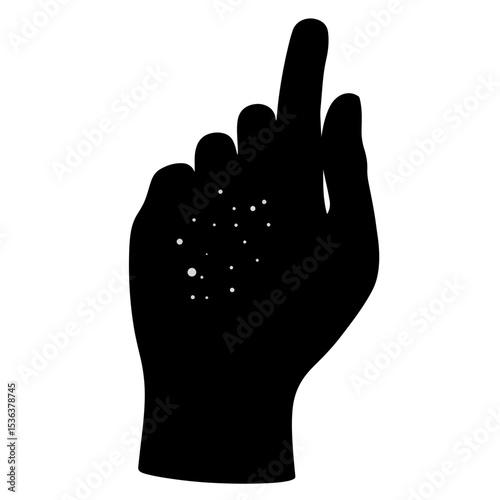 Silhouette hand reading Braille on white background, accessibility concept