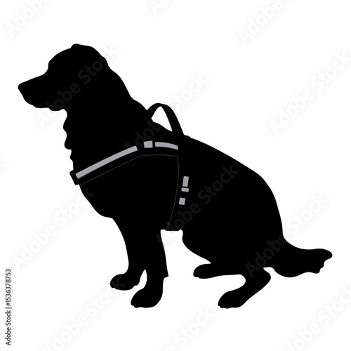 Guide dog silhouette in harness, symbol of assistance and support