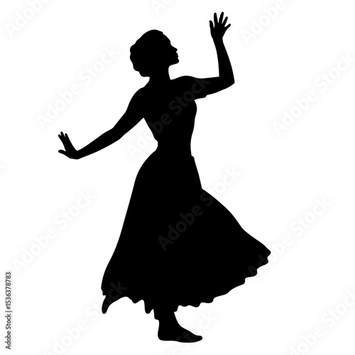 Silhouette of classical dancer in traditional attire, cultural expression