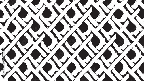 Abstract Black and White Interlocking R Pattern Geometric Design Bold Graphic Texture Seamless Repeat