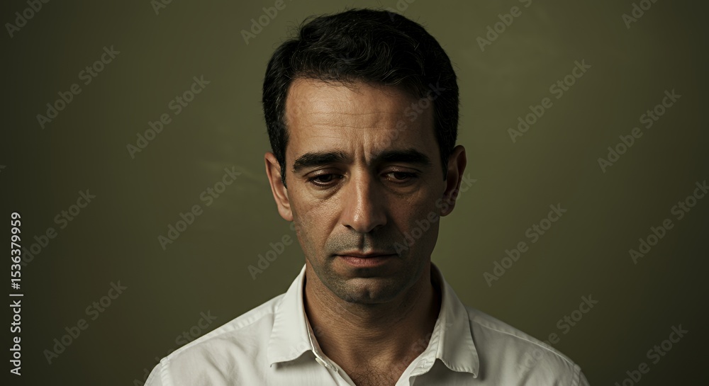 Fototapeta premium Melancholy Portrait: A Man's Introspective Gaze