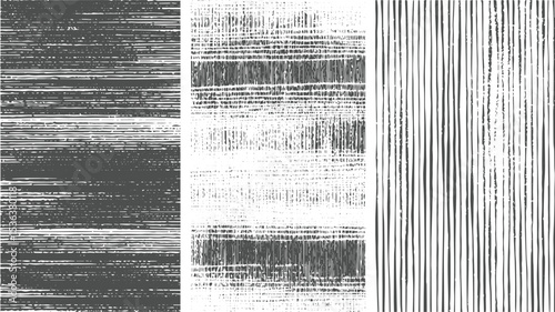 Abstract grayscale textured stripes pattern background design various line widths and densities monochrome vertical and horizontal lines rough grunge style