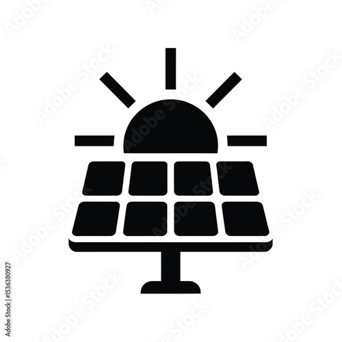 Minimalist solar panel icon, harnessing sun's clean energy for a brighter future.