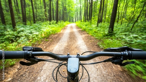 Cyclist on a forest trail