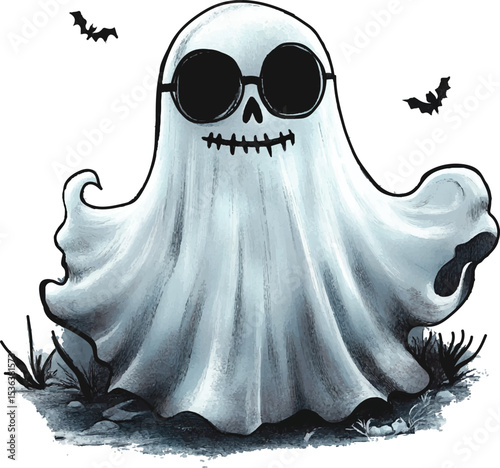 halloween ghost on a white background