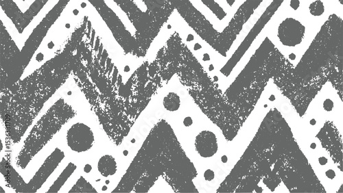 Gray and White Abstract Zigzag Pattern with Speckled Texture and Circles vector