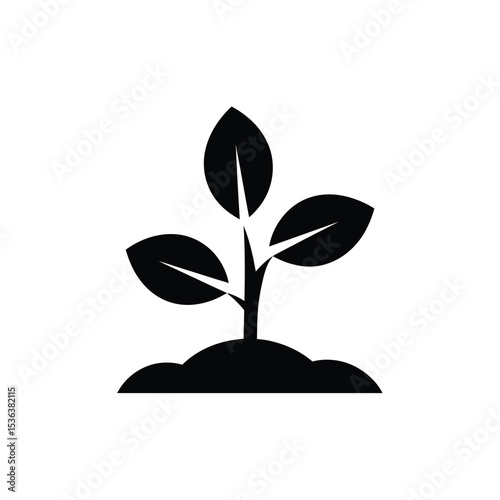 Young plant sprout, a minimalist icon of growth and new life.