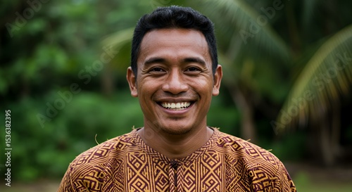 Smiling Man in Tropical Paradise