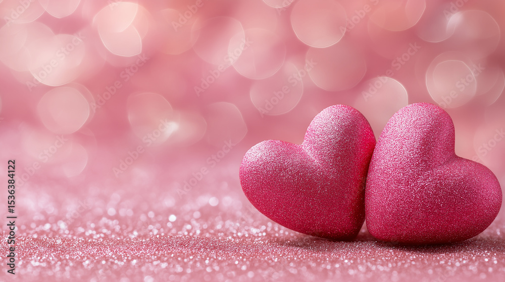 Obraz premium Romantic Pink Glitter Hearts for Valentine’s Day Celebration