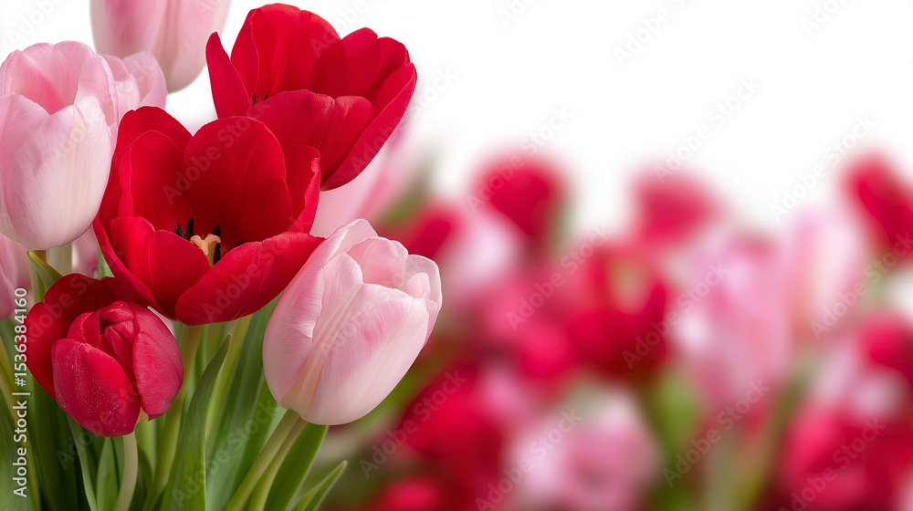 Vibrant Red and Pink Roses and Tulips for Floral Arrangements Vibrant Red and Pink Roses and Tulips for Floral Arrangements