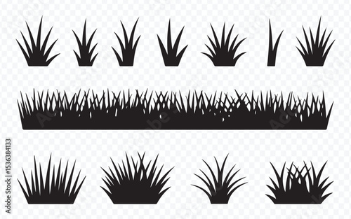 Grass Silhouette Vector Icon Set for Landscape Design