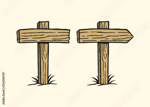 Hand Drawn Wood Sign Vector