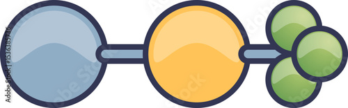 A simplified diagram of an ATP molecule, showing adenine, ribose, and three phosphate groups. Represents cellular energy currency, a key component in metabolism and biochemistry.