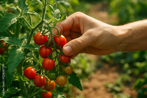 hand picking tomatoes