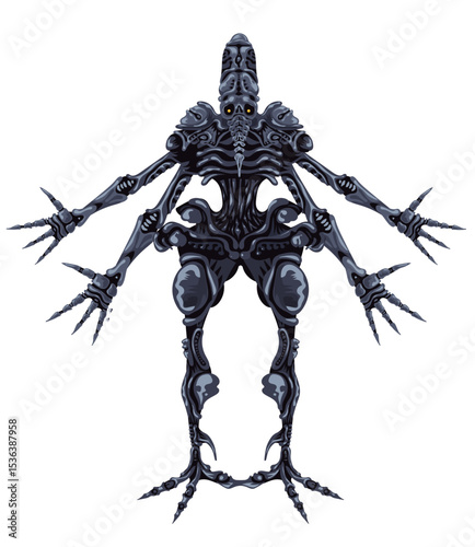 science fiction alien monster with four arms