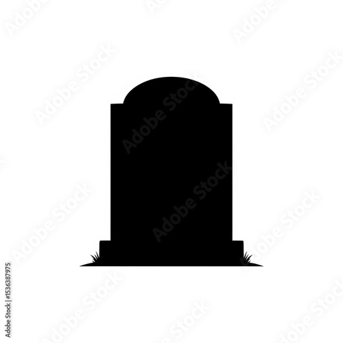 A silhouette of a grave, white background.