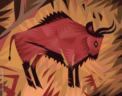 bull painted in prehistoric cave wall