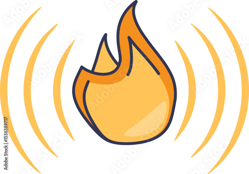 A flame icon with radiating heat waves symbolizes thermogenesis or fever. It represents the body's internal heat production and temperature regulation.