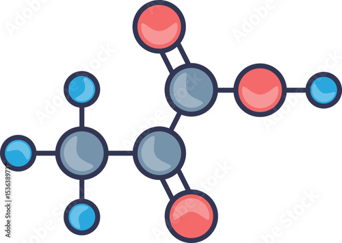 A stylized icon of a pyruvic acid molecule, showing its chemical structure. Represents pyruvate, a key organic compound in cellular respiration and metabolic pathways.