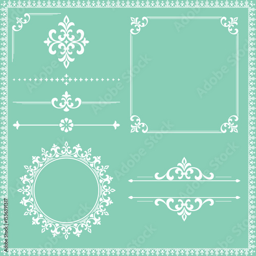 Vintage Set. Floral elements for design monograms, invitations, frames, menus and labels. Graphic design of the website, cafes, boutiques, hotels, wedding invitations.