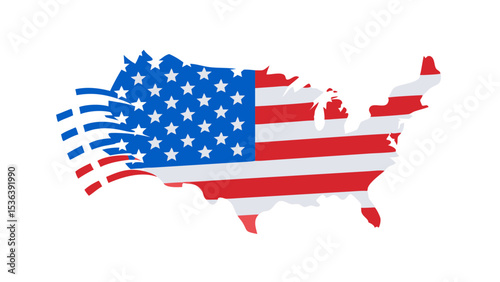 USA Map with American Flag Design