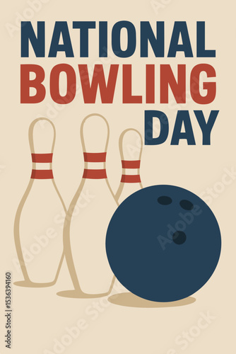 Bowling Day celebration with pins and a ball