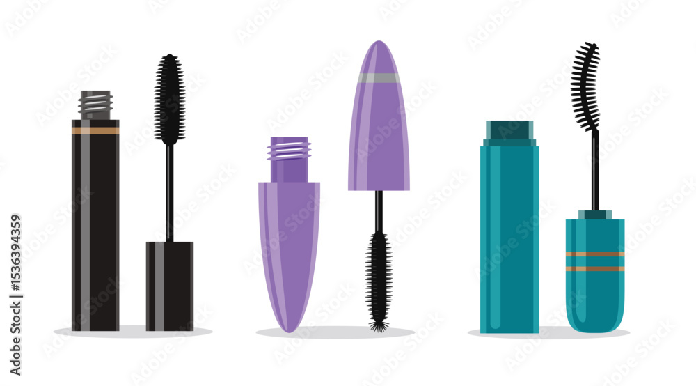 Obraz premium Set of Mascara Tubes and Brushes Packaging
