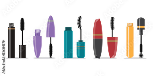 Set of Mascara Tubes and Brushes Packaging