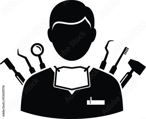 Healthcare Vector Illustration Dentist with Dental Tools