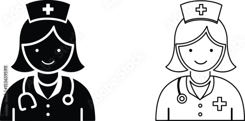 Nurse Character Medical Avatar Icons
