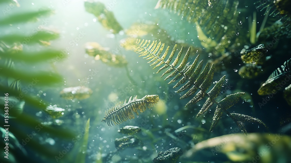 Obraz premium Underwater fossil flora ecosystem