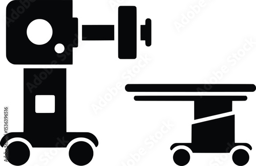 Hospital Medical Equipment and Trolley Icon