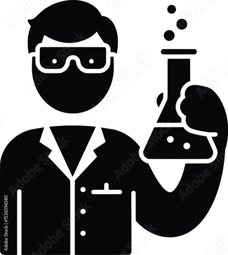 Healthcare Vector Illustration Scientist with Erlenmeyer Flask