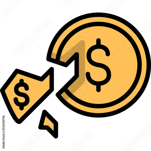 money loss icon illustration design with filled outline