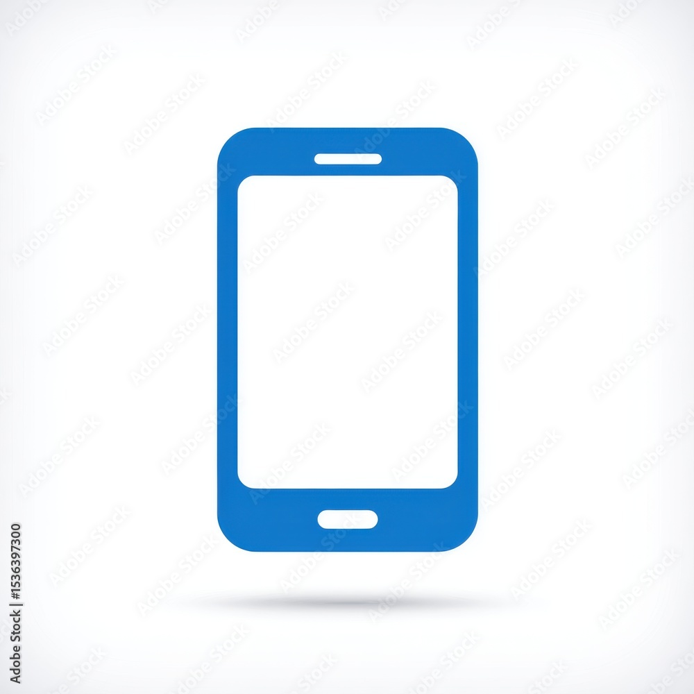 Simple Blue Smartphone Icon on White Background Simple Blue Smartphone Icon on White Background