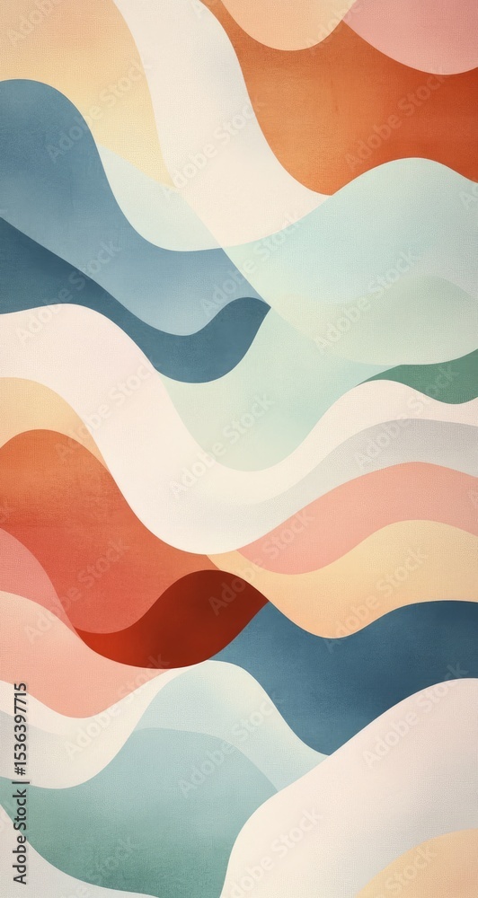 Fototapeta premium Abstract wavy layers of pastel and muted colors