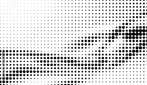 Dynamic Black and White Halftone Pattern with Gradient Density Transition: An abstract dotted background, a versatile backdrop for modern design projects 138 characters