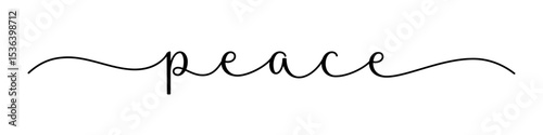 PEACE vector brush calligraphy banner with swashes