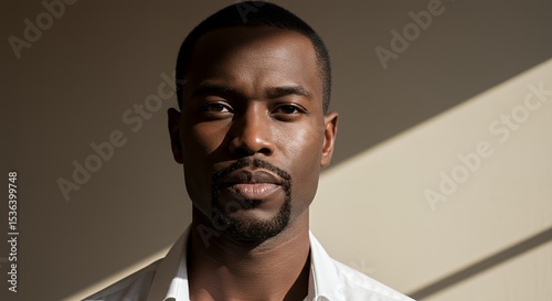 Portrait of a Man with a Goatee, Intense Gaze, and Subtle Lighting