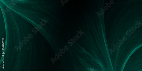 Green neon lines abstract energy on black background. Luxurious and elegant emerald green elegant design. Abstract Background of soft Swirls in emerald Colors. Color light green abstract waves design.
