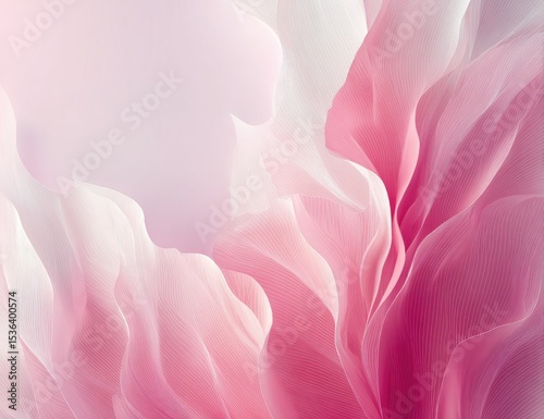 Abstract image of flowing, translucent fabric in shades of pink and white, creating a soft, ethereal effect