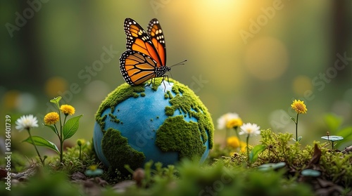 A butterfly with wings shaped like the Earth, symbolizing the beauty and fragility of our planet ai generated image photo
