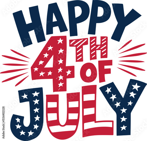Happy American 4th of July Independence Day Typography t shirt design, United States July holiday celebration. Vector illustration.