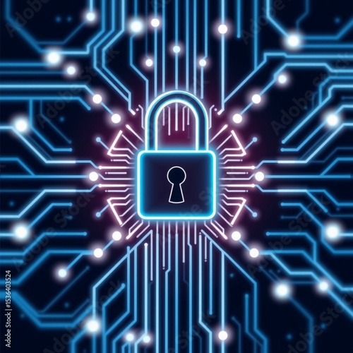 Cyber security Shield Protecting Data Network – Futuristic Technology Illustration