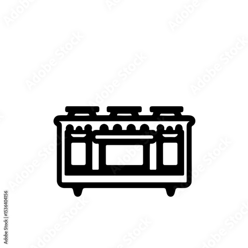 Stove Icon. This versatile pictogram represents a gas stove, electric range, or oven, making it ideal for various uses